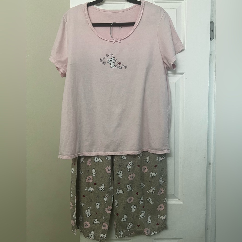 Women's Pink and Gray Pajama Set